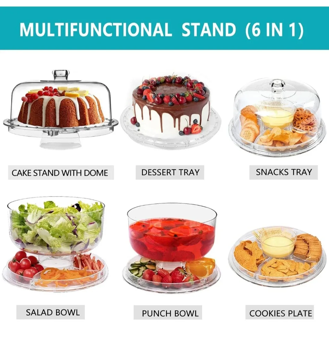 Multifunctional Cake Stand with Dome