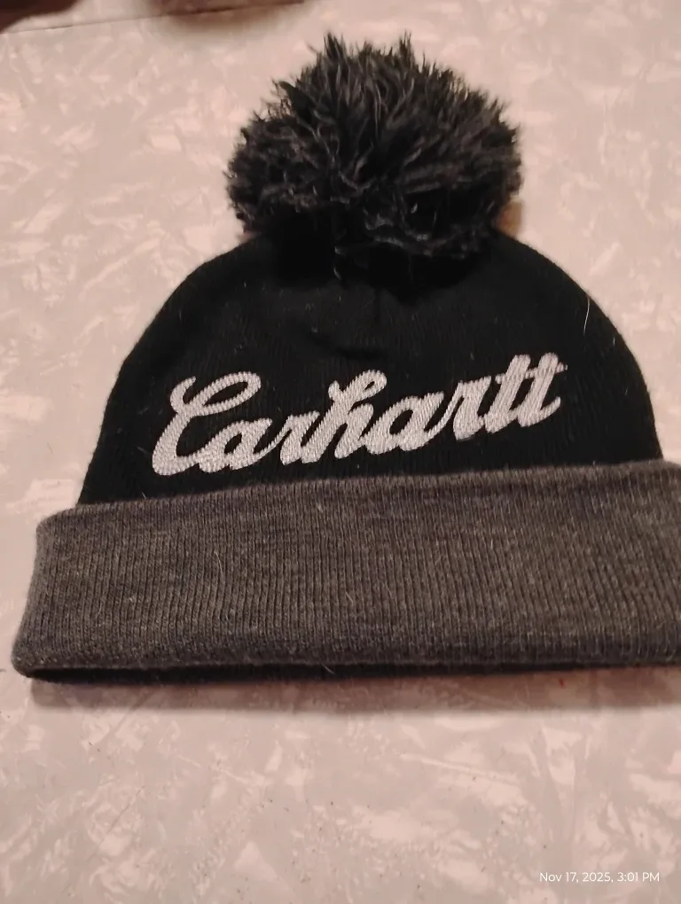 Carhartt Beanie - Black & Gray Pom Pom Hat