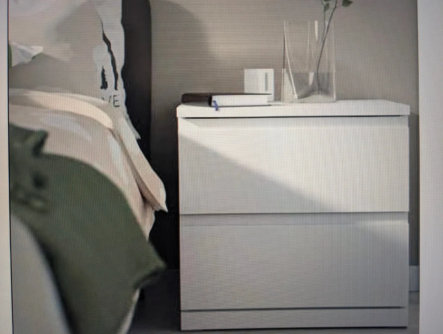 White Bedside Table with 2 Drawers