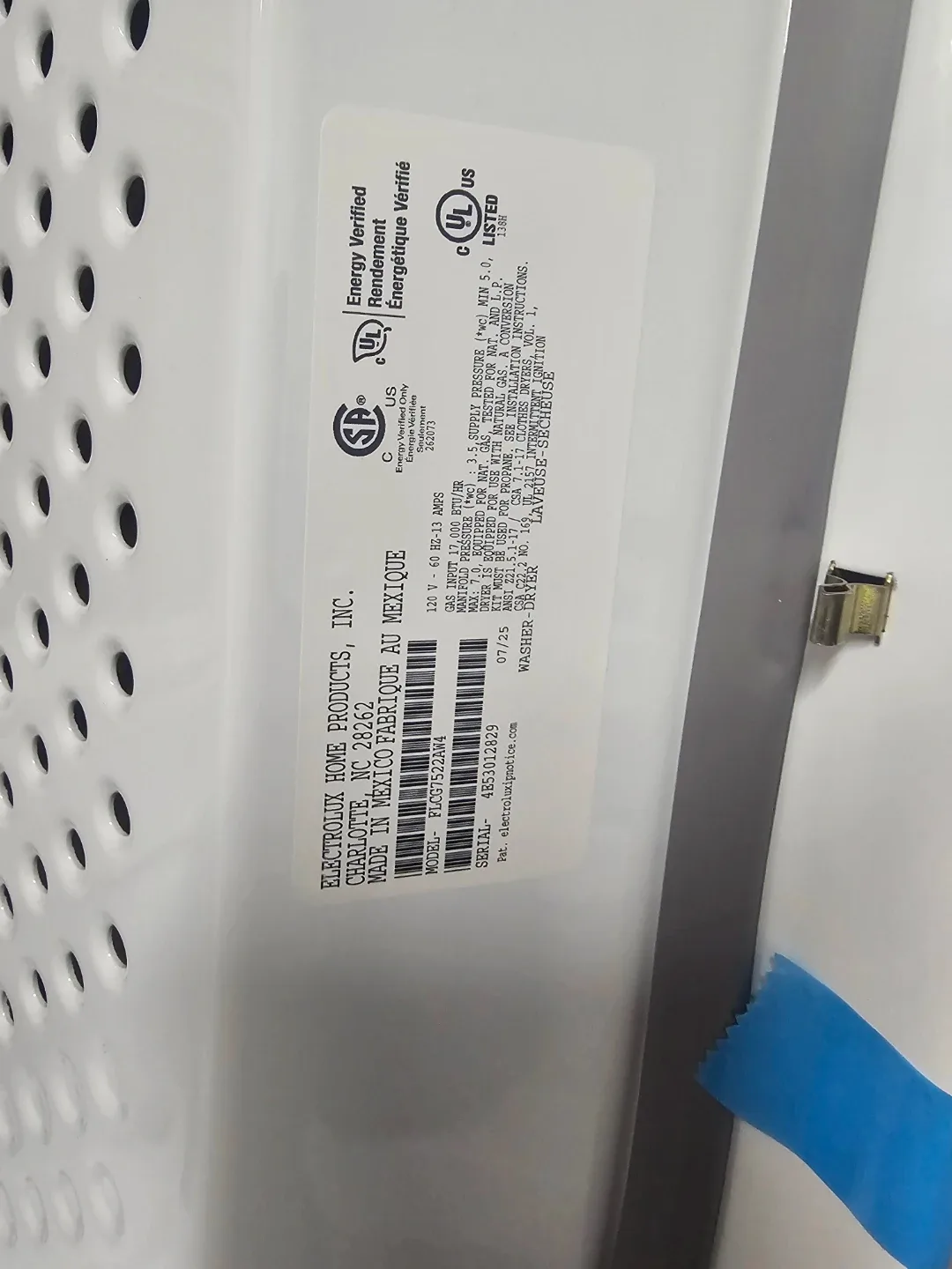 New Frigidaire washer gas dryer tower image indicator(2)