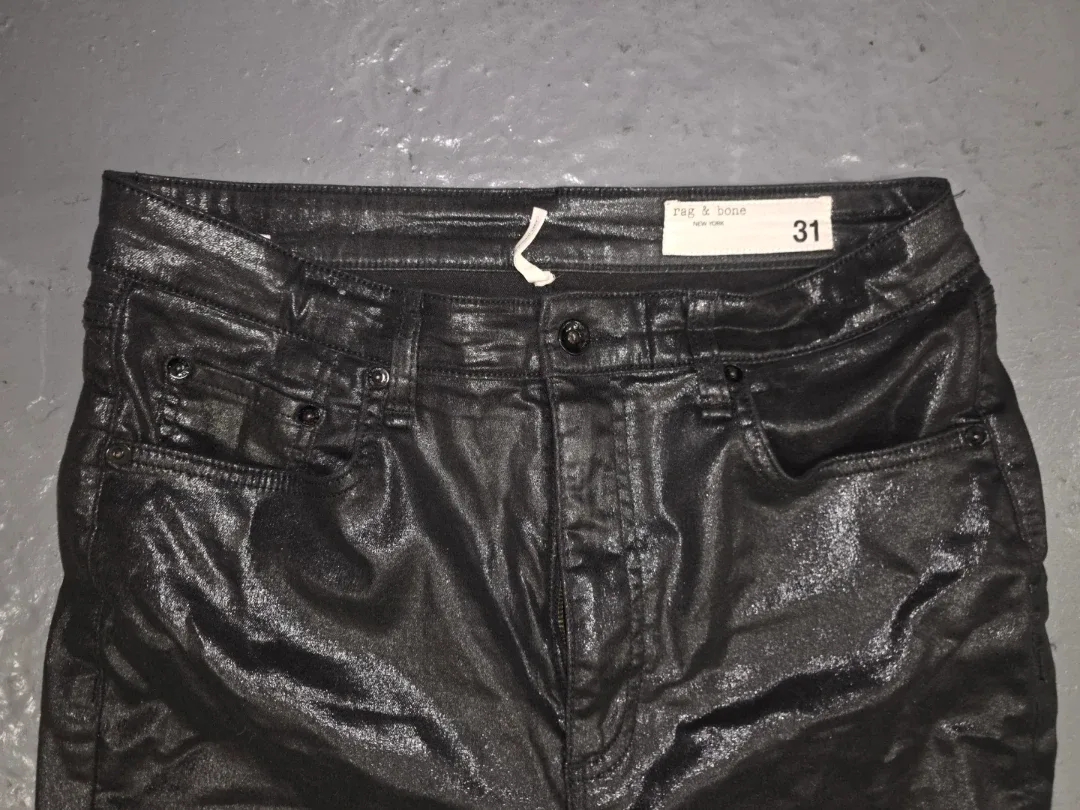 Rag & Bone Black Coated Jeans - Size 31 image indicator(3)