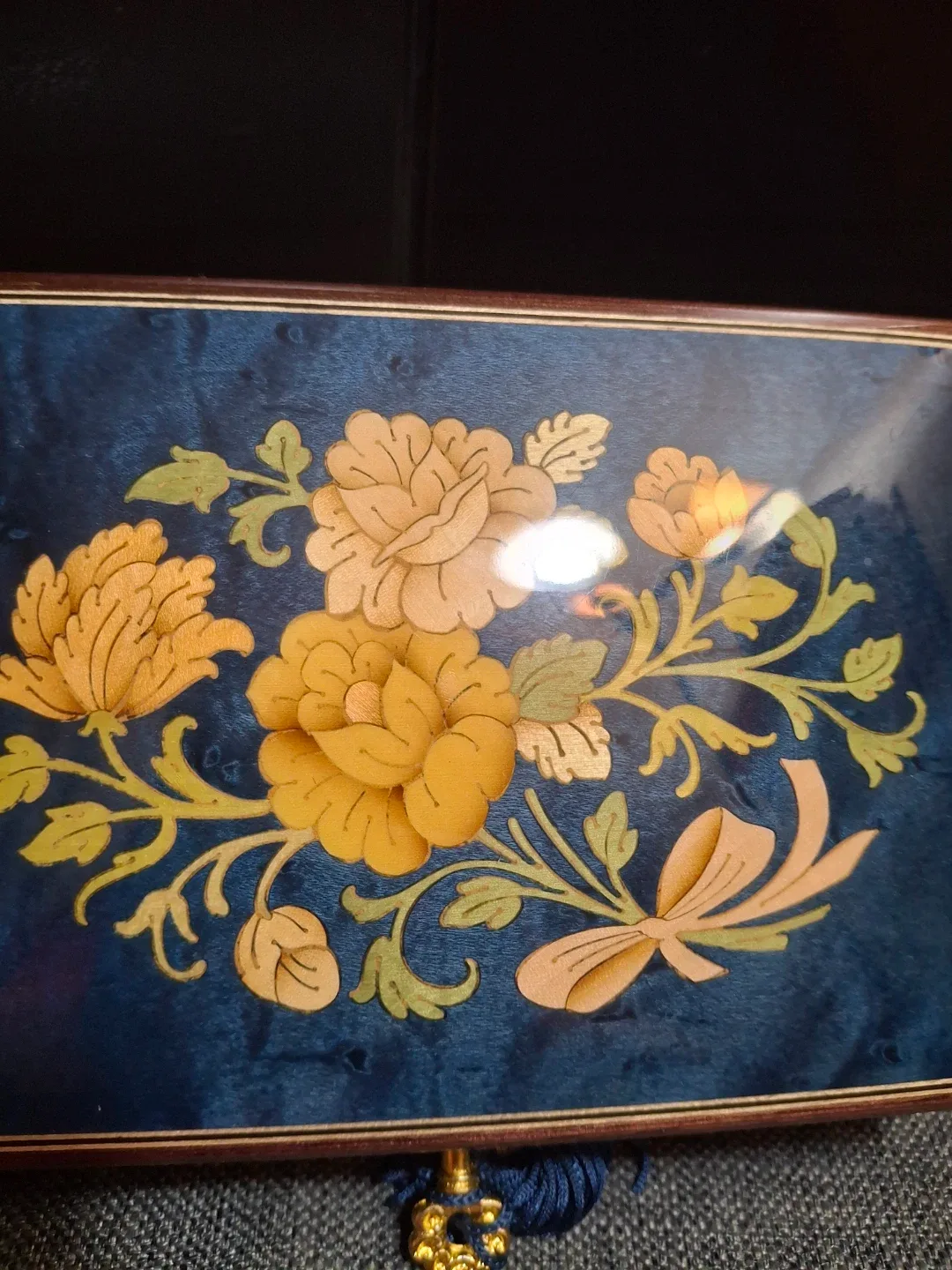 Blue Floral Italian  Wooden Box image indicator(4)