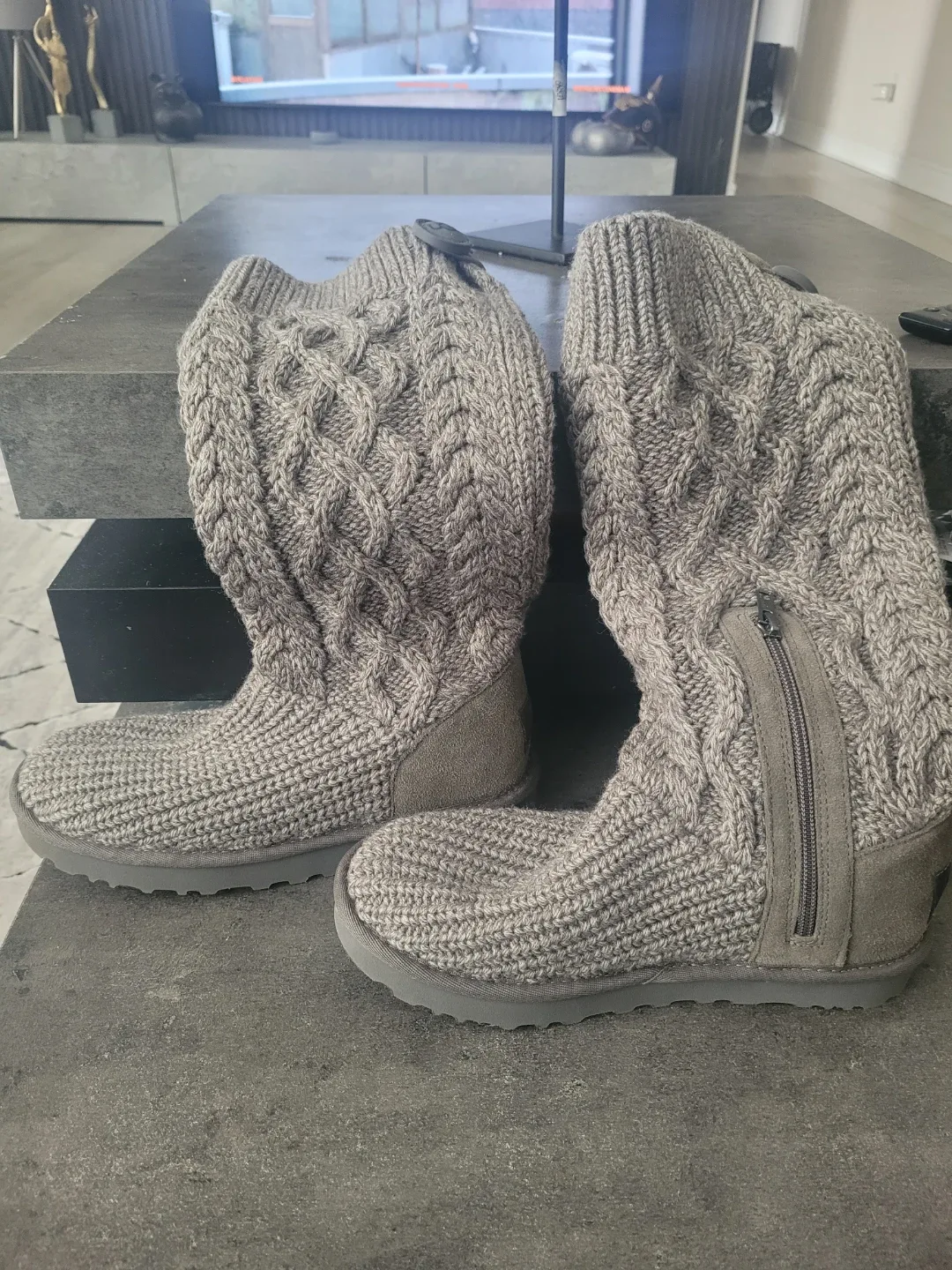 UGG Classic Cardy Cabled Knit Boots - Grey image indicator(8)