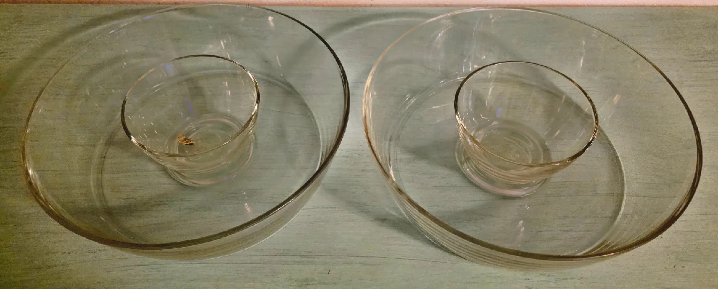 2 Glass Chip & Dip Bowls