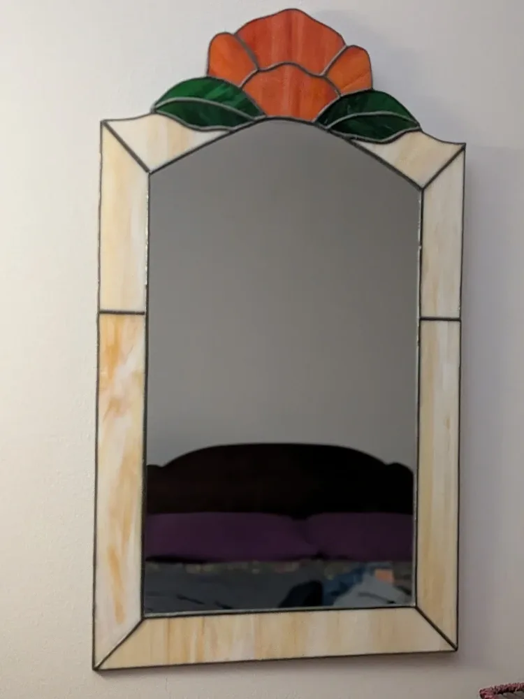 Stained Glass Rose Mirror