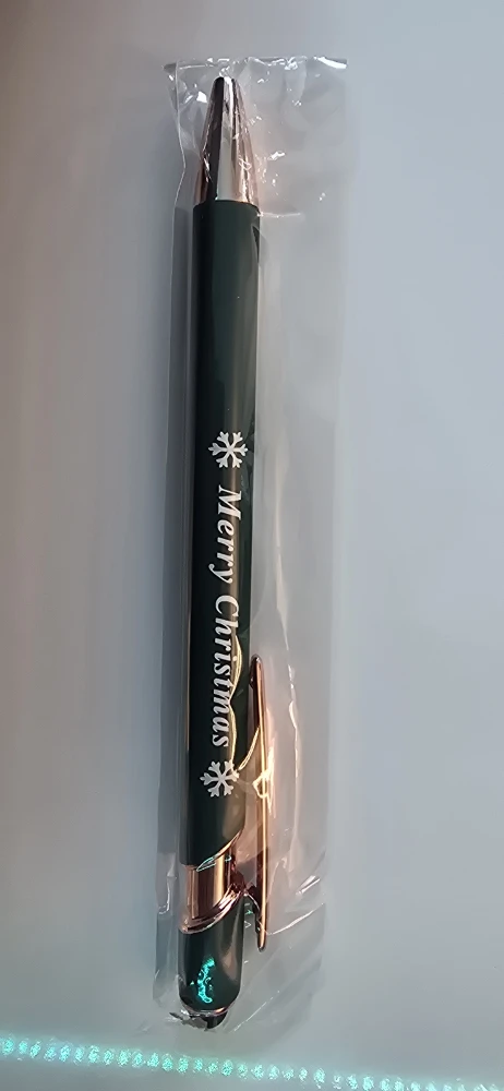 Merry Christmas Pen - Green & Rose Gold