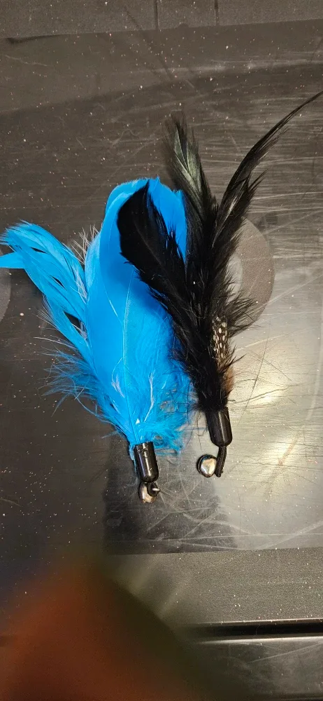 Feather Cat Toys - Blue & Black