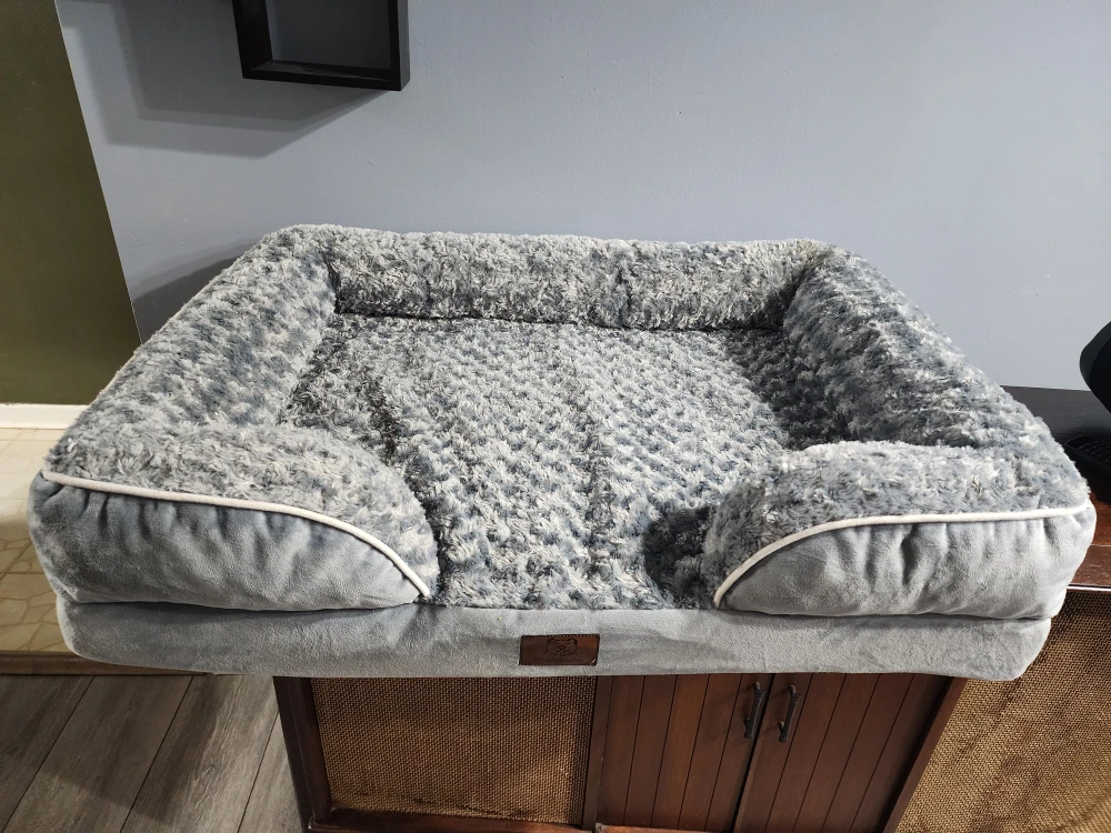 Gray Plush Dog Bed - photo 2