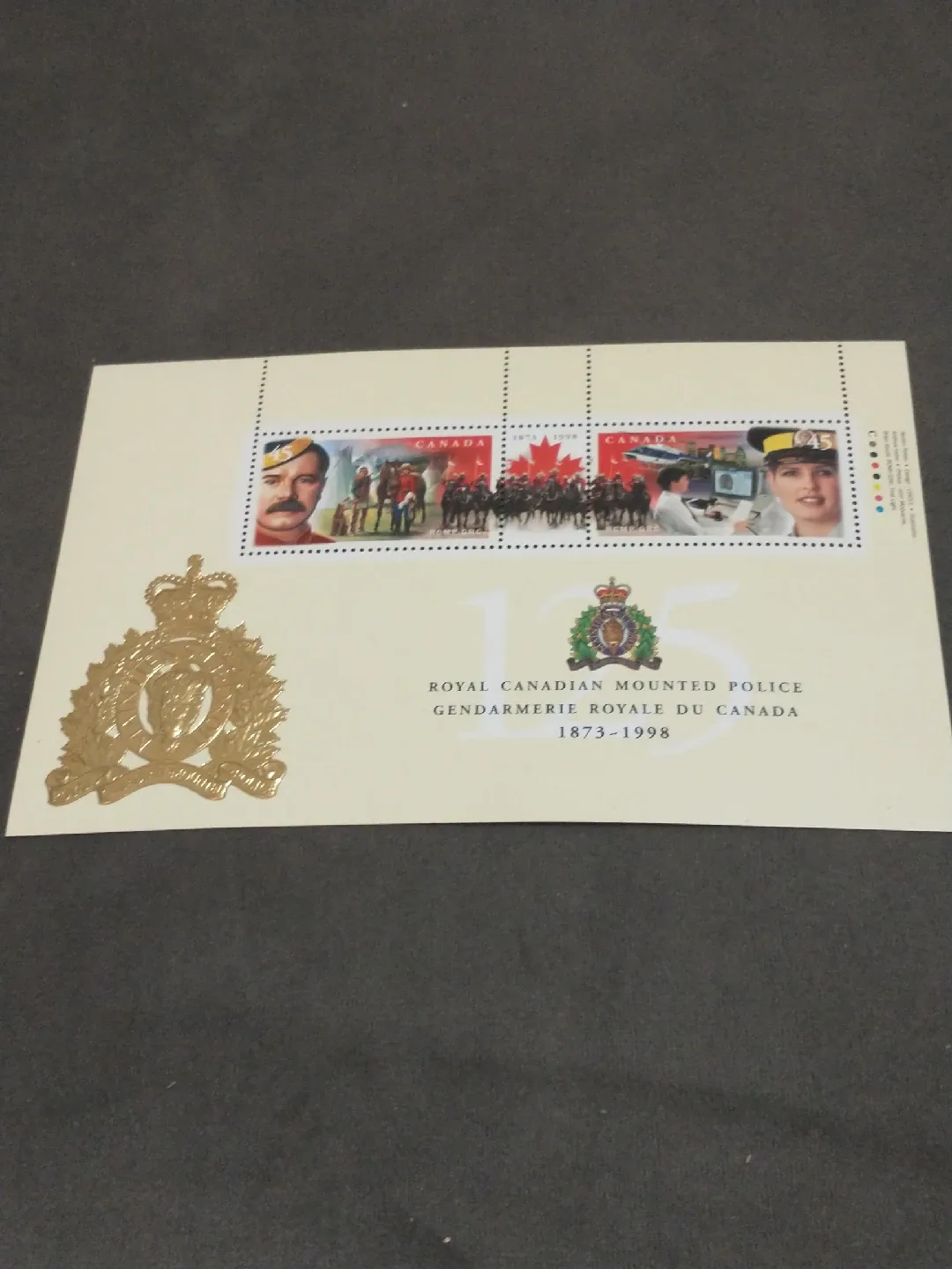 SOLD MNH Royal Canadian Mounted Police 1873-1998 souvenir sheet image indicator(3)