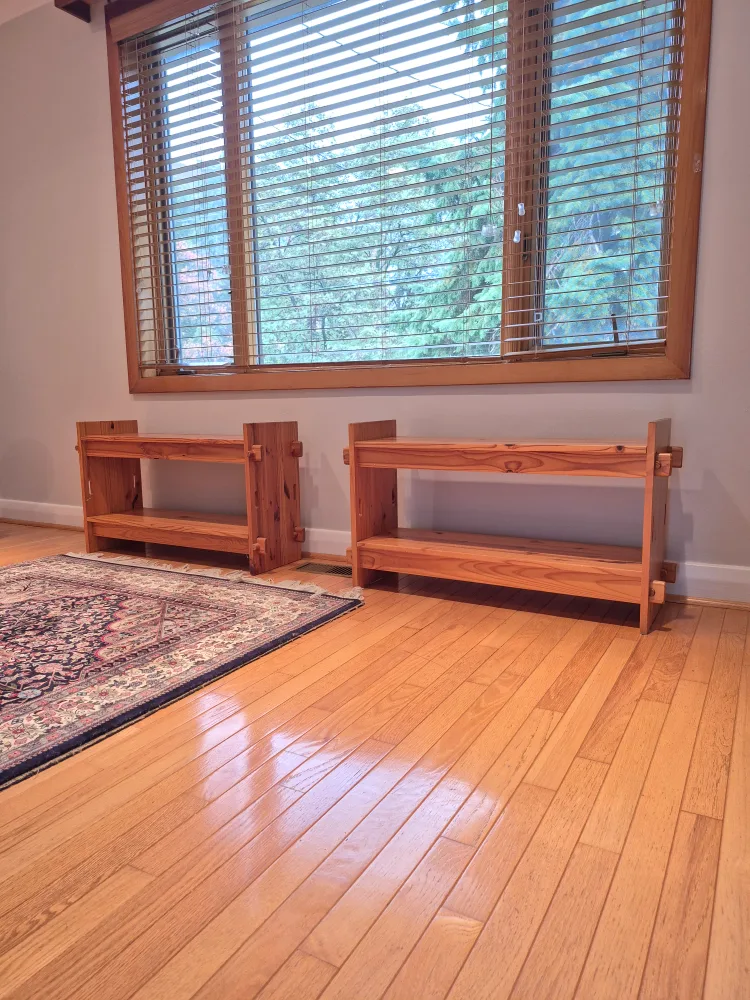 4 x Low Shelf Units, Artisan-Made, Solid Wood, Vintage image indicator(2)