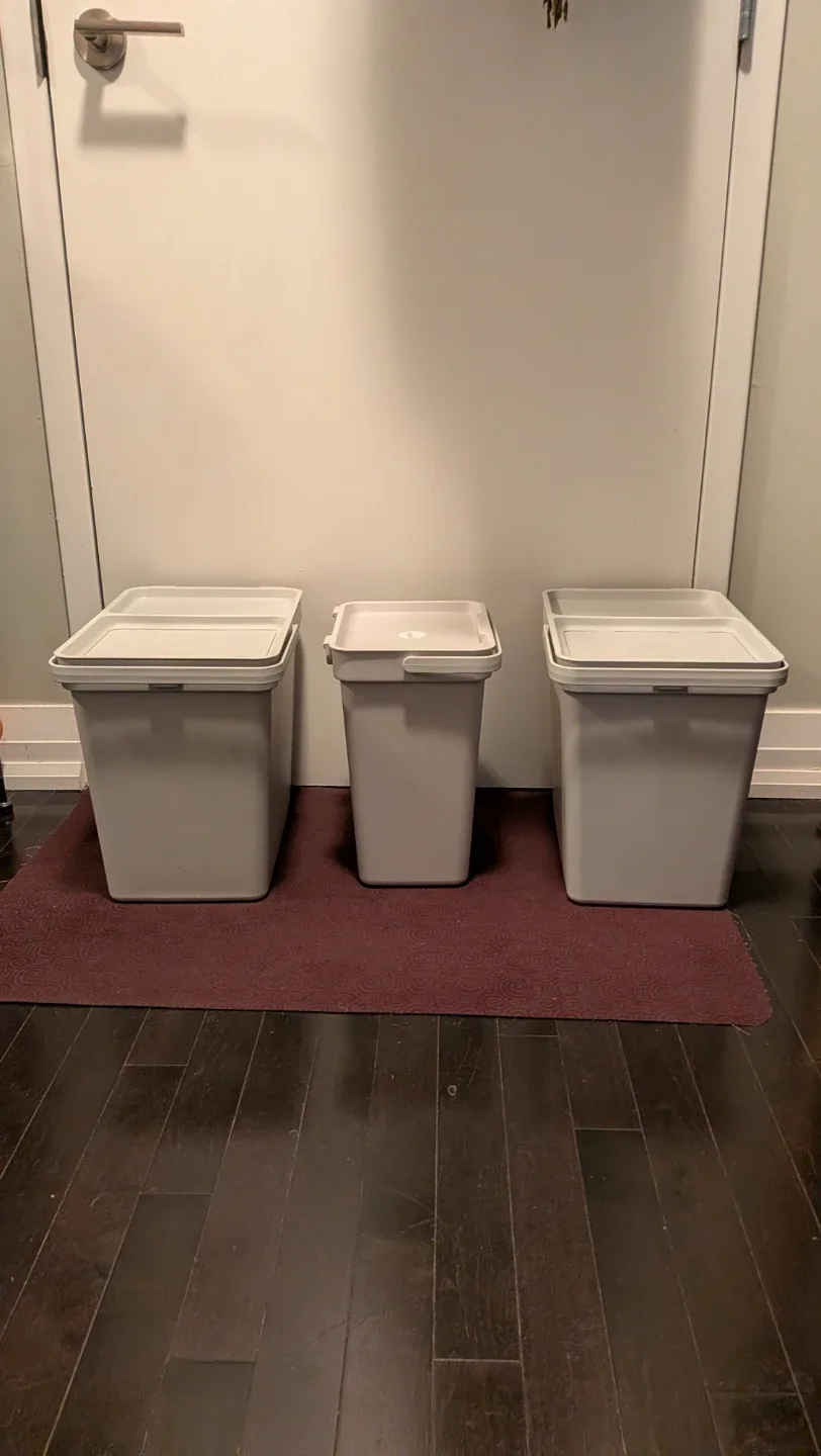 IKEA HALLBAR Bins, Two 22L, One 10L
