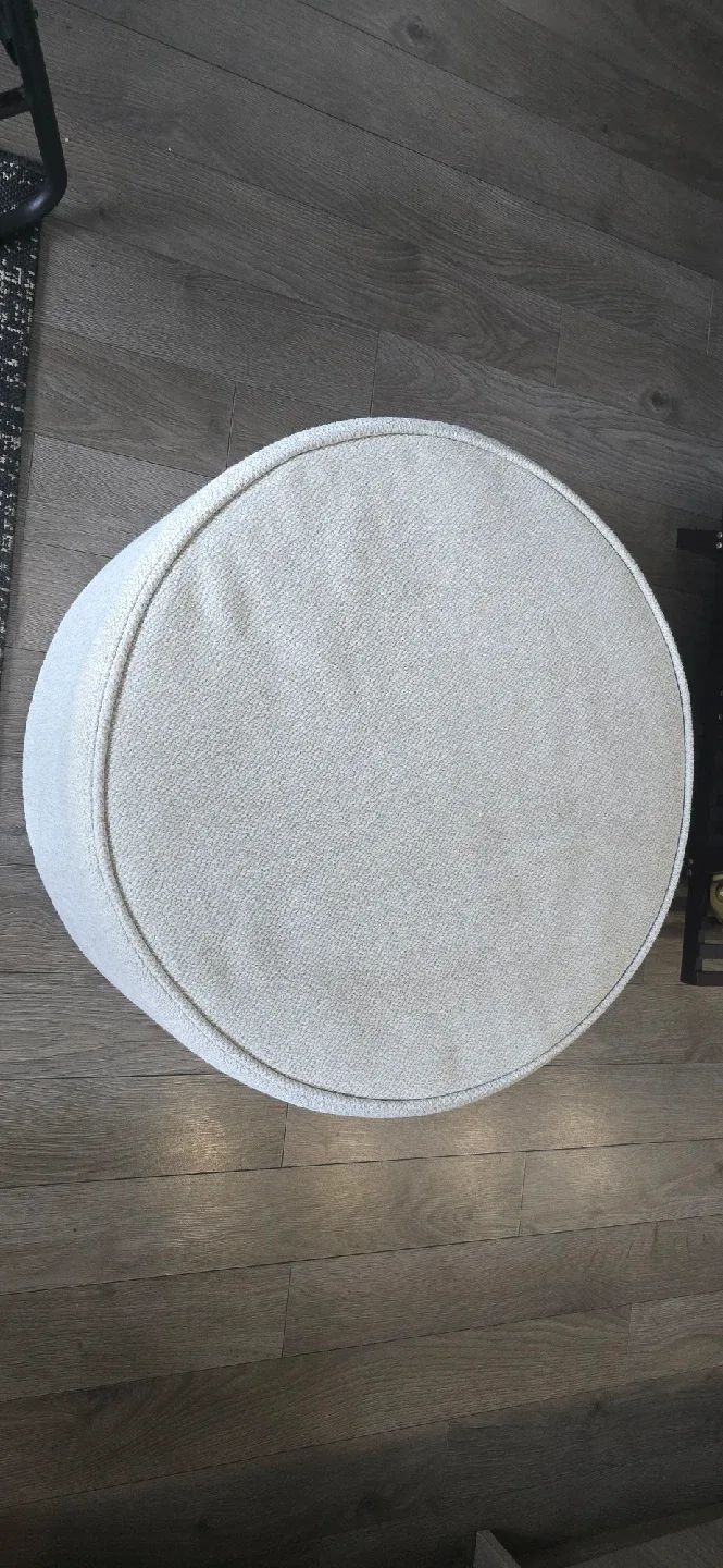 Bouclair Round Pouf Ottoman - Cream image indicator(2)