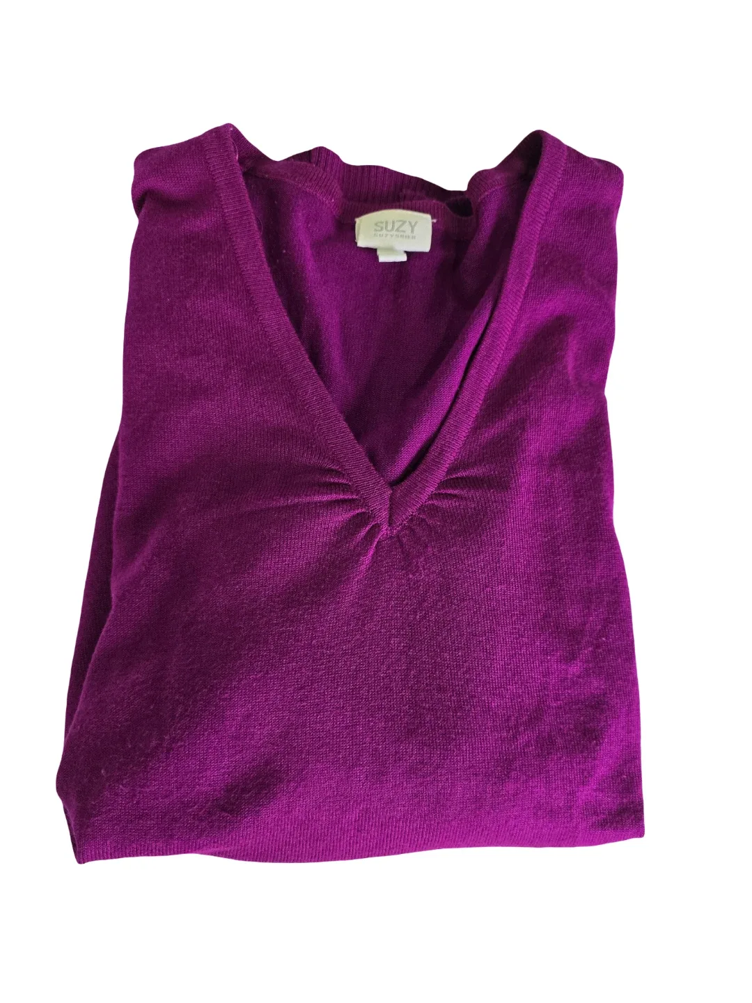 Suzy Shier Purple V-Neck Sweater size medium image indicator(3)