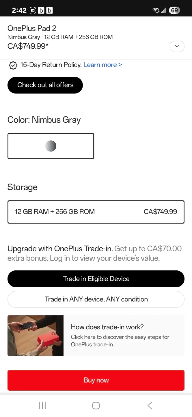 OnePlus Pad 2 - Nimbus Gray - 256GB image indicator(4)