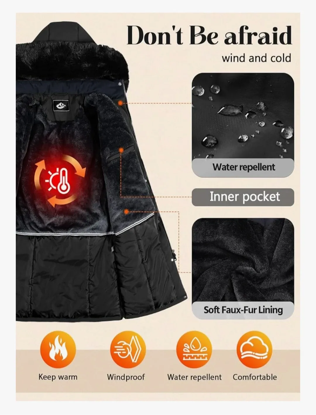 Women's Winter Long Puffer Coat - Black (Amazon)🥕 image indicator(6)