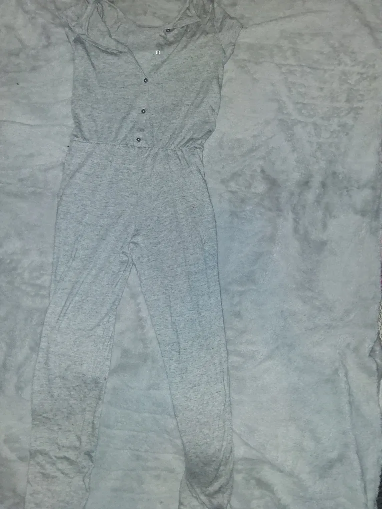 Grey Button-Down Jumpsuit