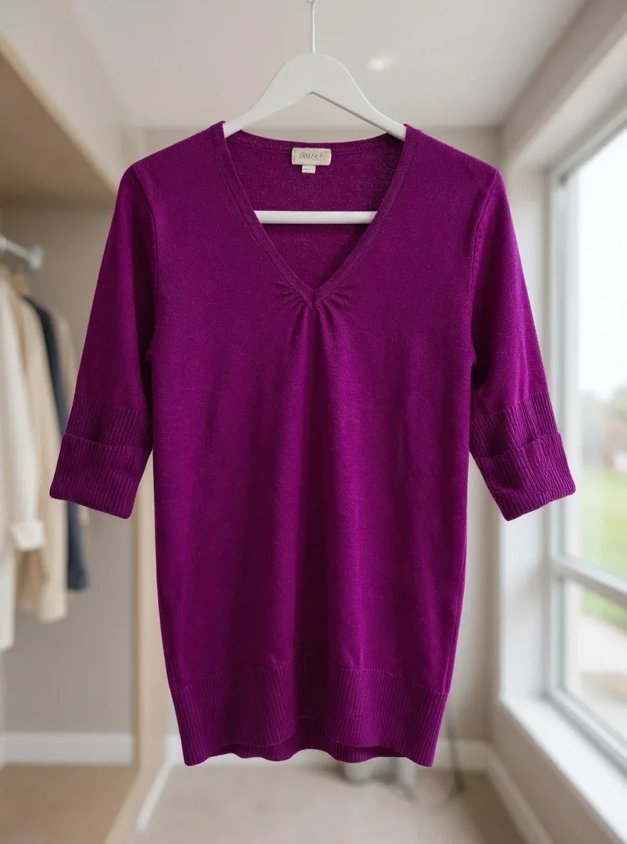Suzy Shier Purple V-Neck Sweater size medium