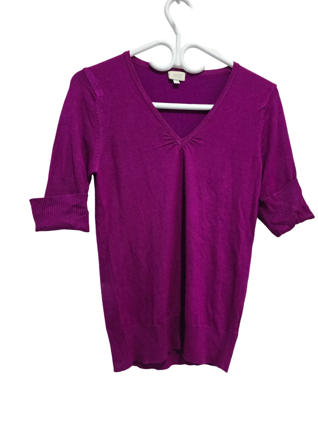 Suzy Shier Purple V-Neck Sweater size medium image indicator(2)