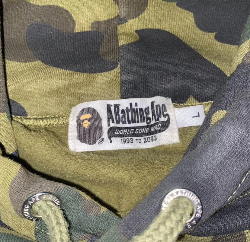 BAPE 1st Camo College Pullover Hoodie 'Green' - Size L - photo 2