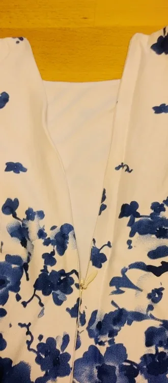 Floral Sleeveless Dress - White & Blue image indicator(6)