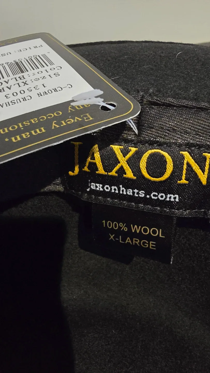 Jaxon Hats Crushable Wool Fedora - Black, X-Large image indicator(5)