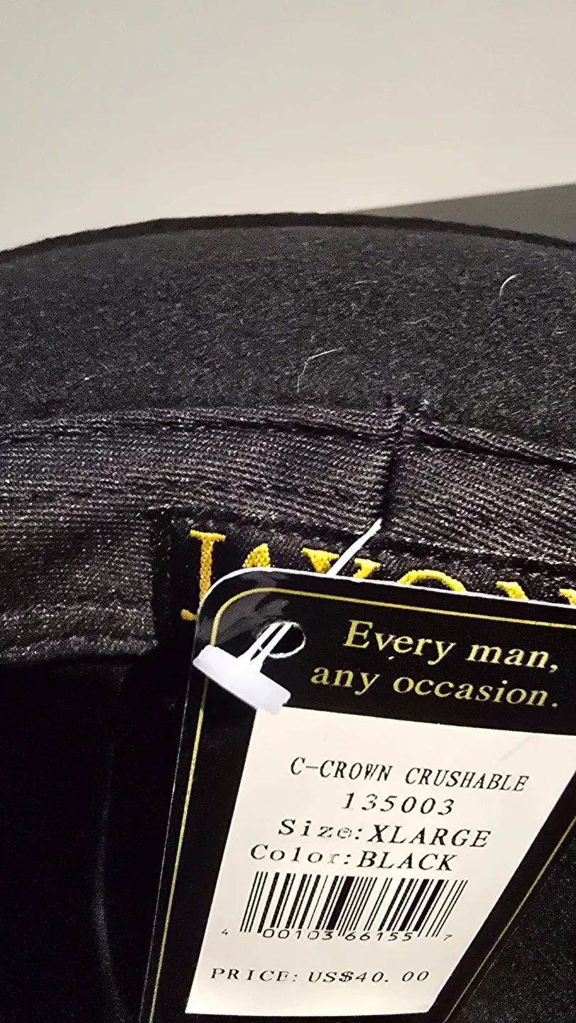 Jaxon Hats Crushable Wool Fedora - Black, X-Large image indicator(6)