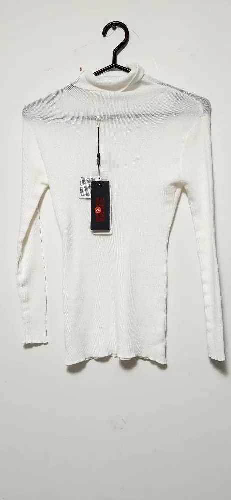 New Ribbed Turtleneck Top - White image indicator(2)