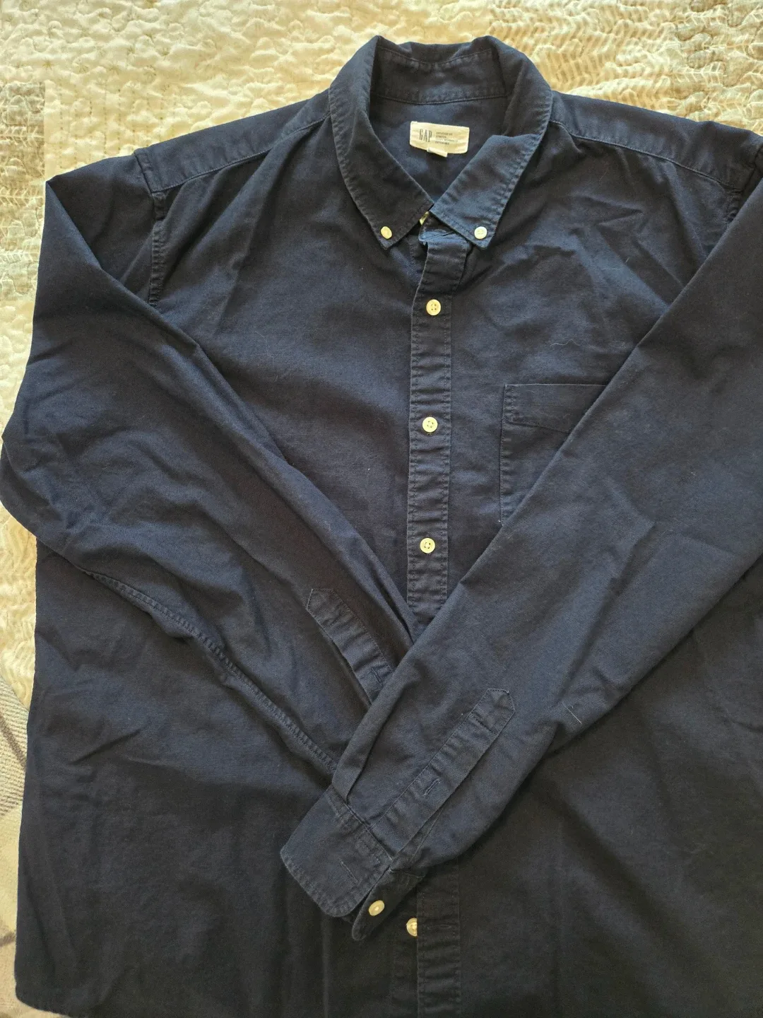 GAP Untucked Fit Stretch Shirt - Navy Blue 🥕 thumbnail