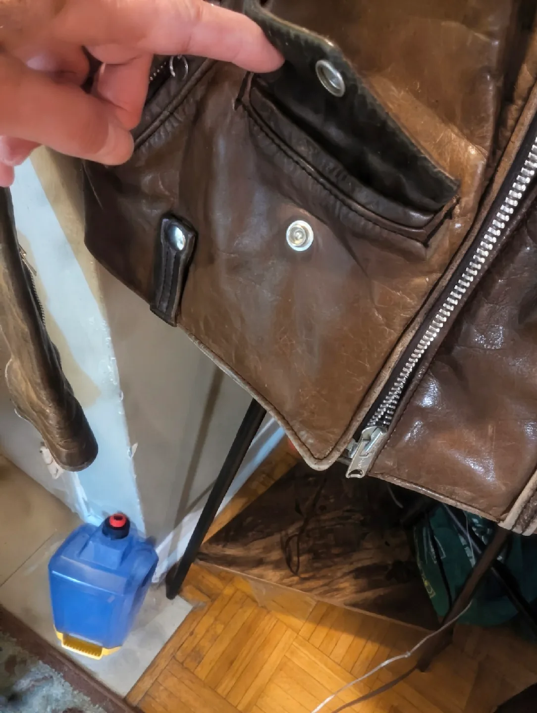 Brown Leather Motorcycle Jacket image indicator(9)