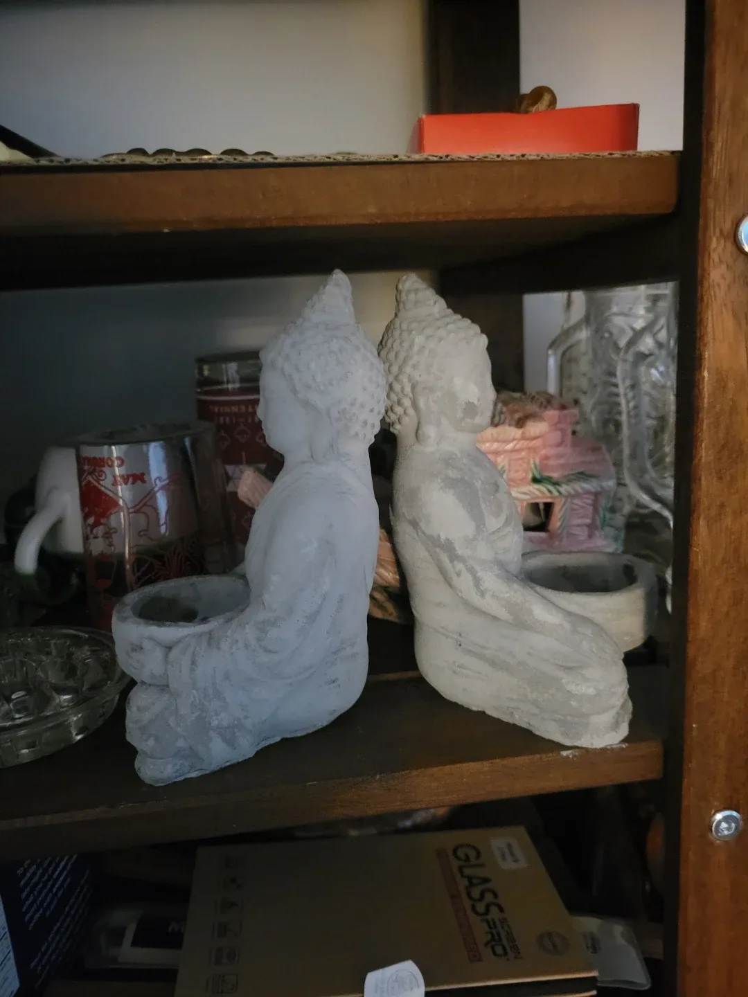 Two Cement Buddha Statue Candle Holders image indicator(3)