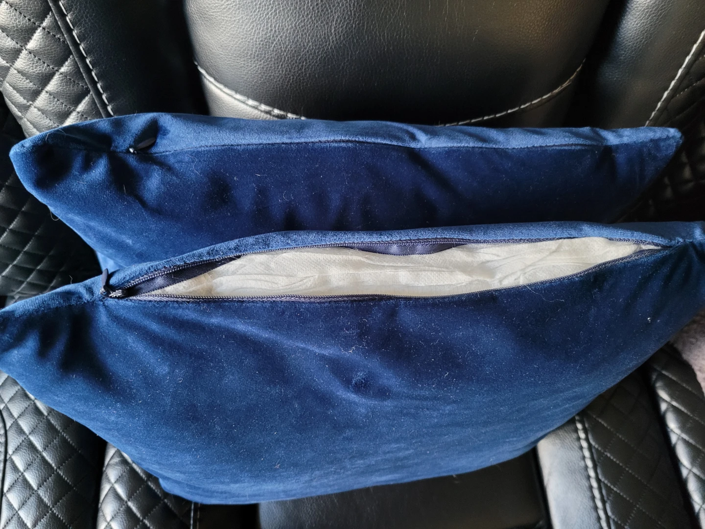 Two Blue Velvet Throw Pillows - photo 2