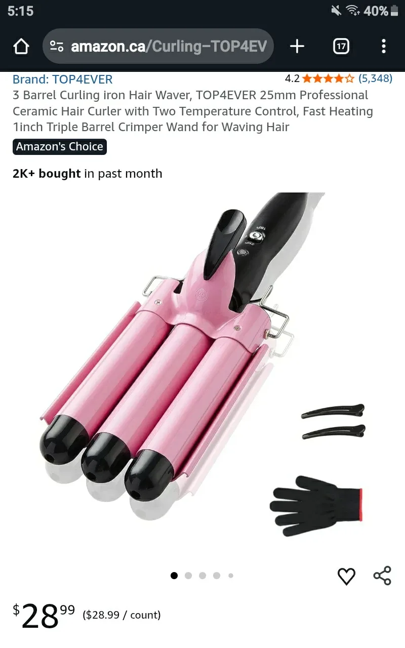 🆕 TOP4EVER 3 Barrel Curling Iron Hair Waver - Retails $28.99+Tx image indicator(2)