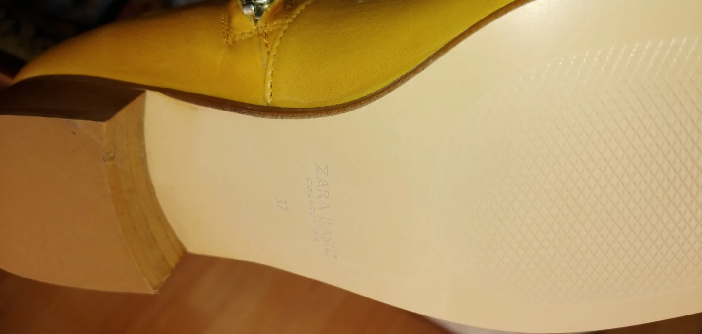 Zara Basic Collection Yellow Leather Boots - Size 37 - photo 3