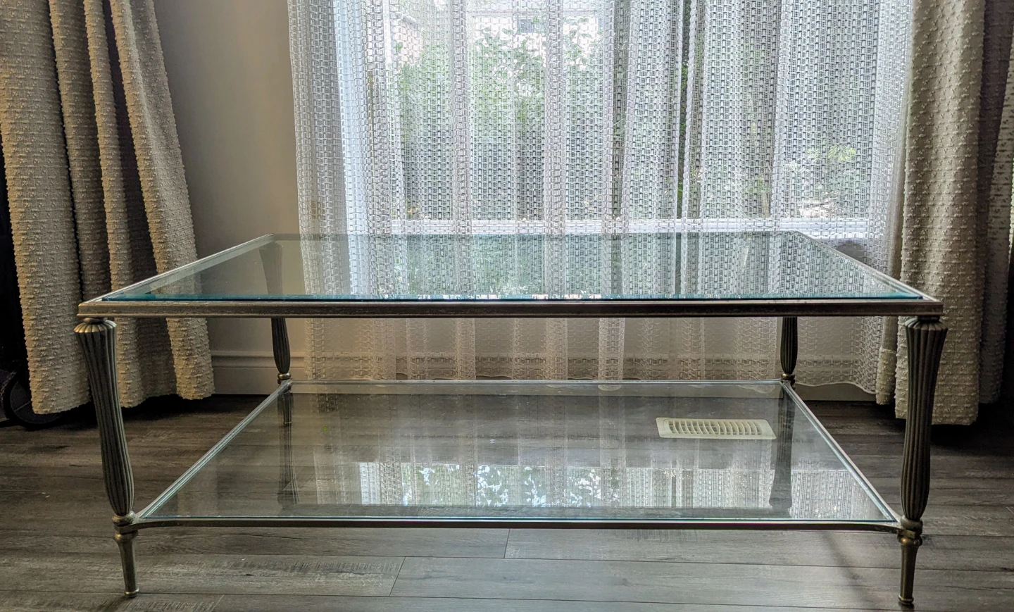 Glass Top Coffee Table with Metal Frame