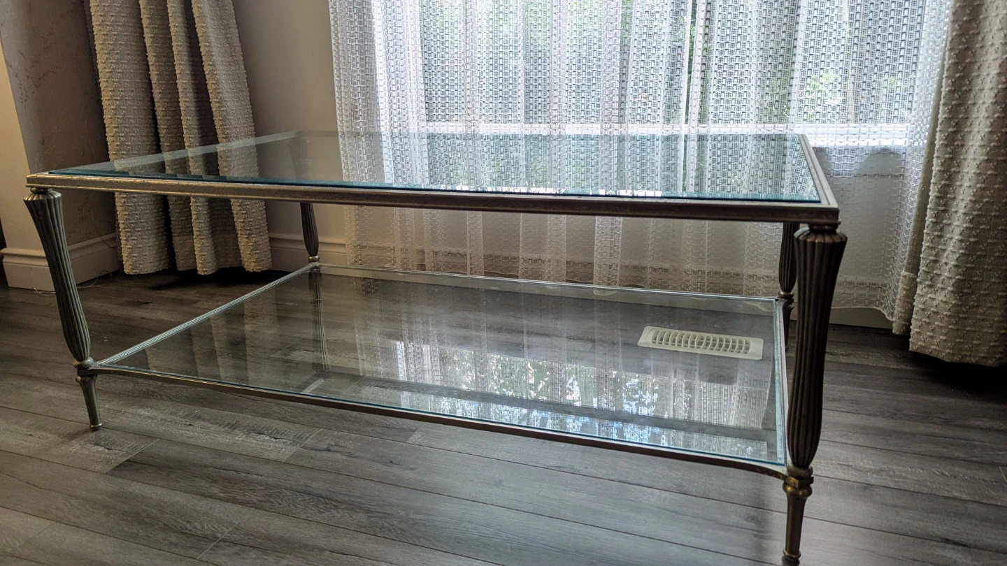 Glass Top Coffee Table with Metal Frame - photo 2