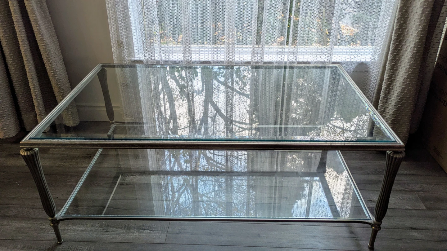 Glass Top Coffee Table with Metal Frame - photo 3