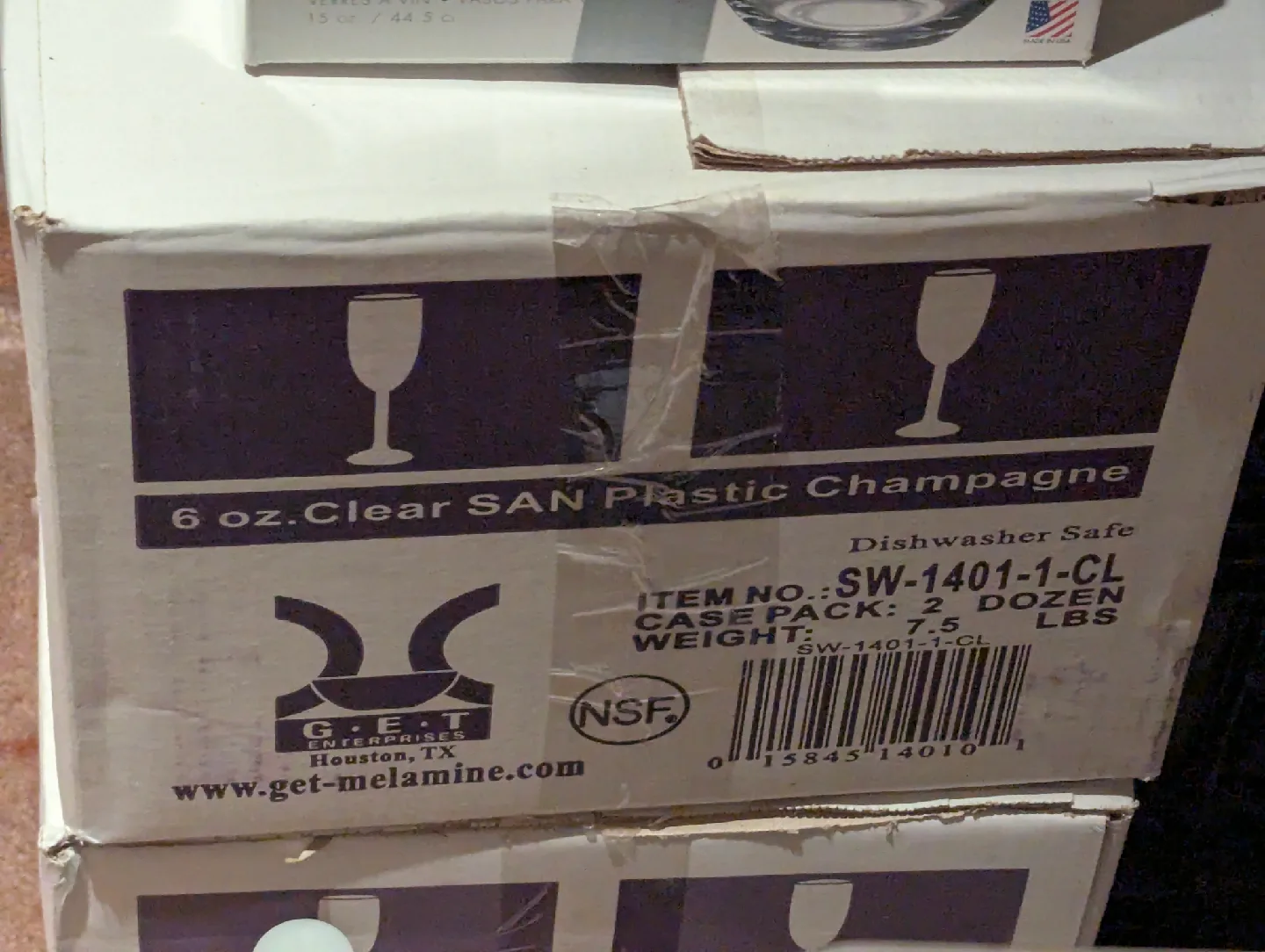 G.E.T. 6oz Clear Plastic Champagne Glasses