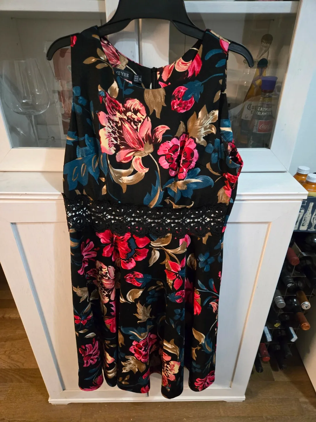 Floral Print Lace Insert Dress