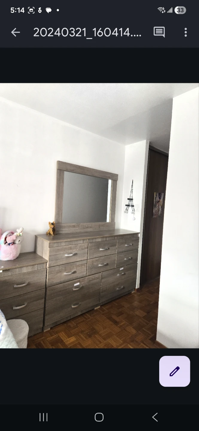 Bedroom Set - King Bed, mattress, Dresser, 2nightstand , almirah