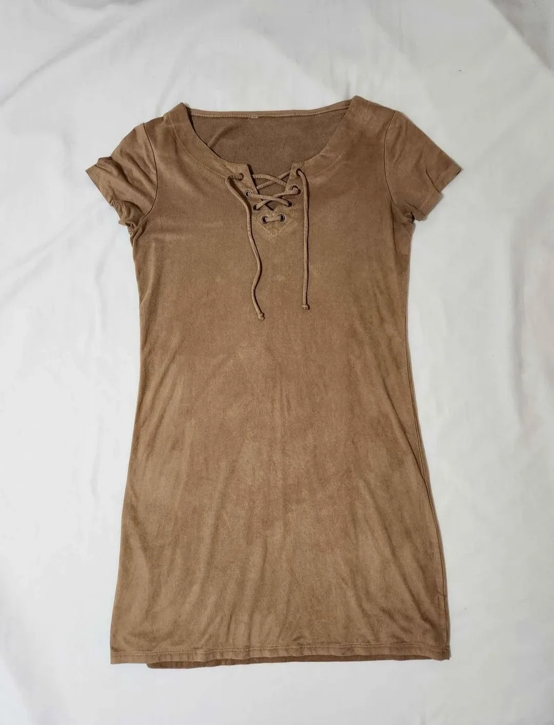 Brown Lace-Up Mini Dress image indicator(2)