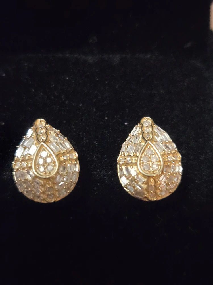 Natural Diamond Teardrop Earrings - photo 2