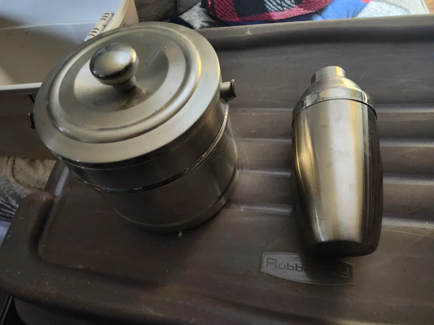 Vintage Stainless Steel Ice Bucket & Cocktail Shaker Set thumbnail