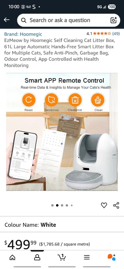 Hoomegic EzMeow Self Cleaning Cat Litter Box