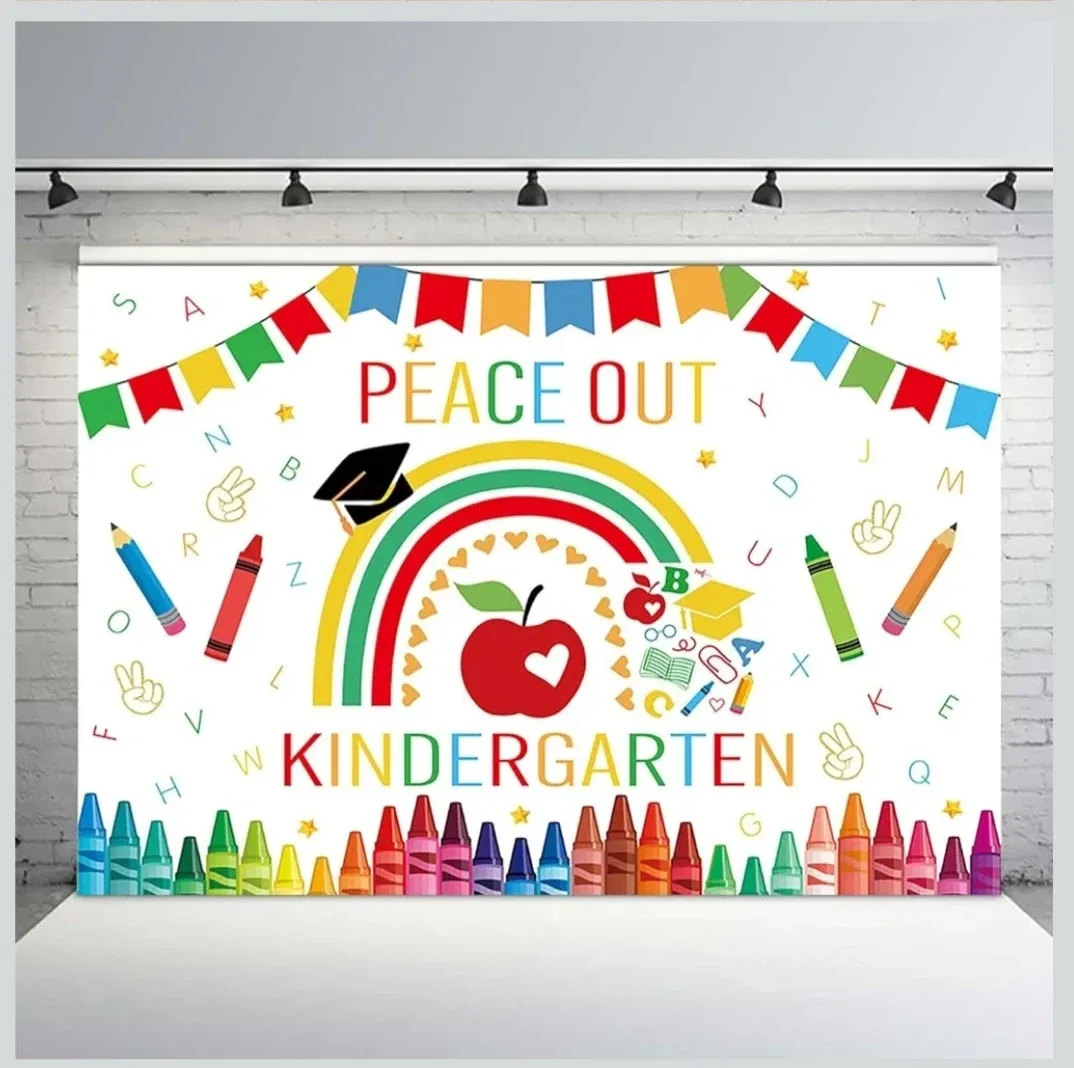 Kindergarten Graduation Backdrop Peace Out image indicator(3)