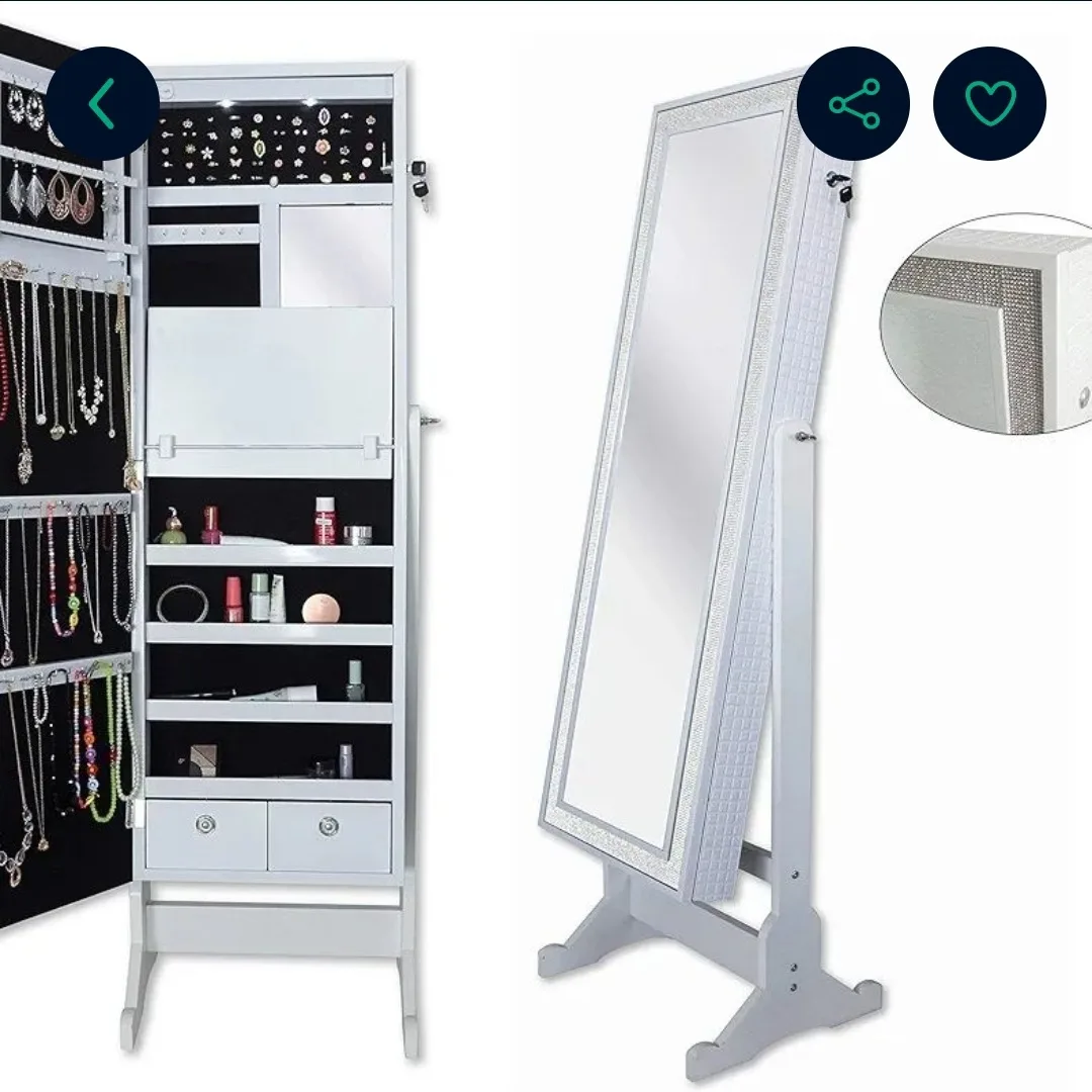 White Jewelry Armoire with Mirror image indicator(3)