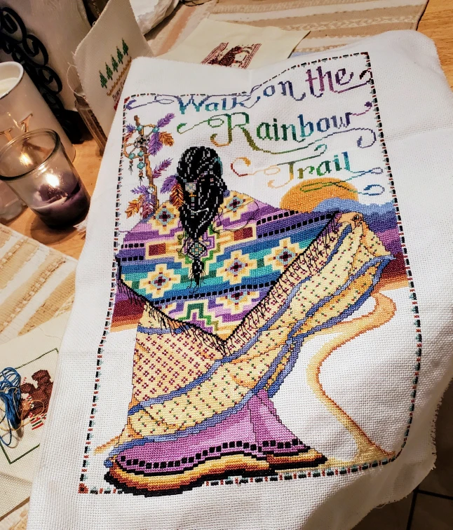 Framed Cross Stitch Art - Rainbow Trail - photo 3