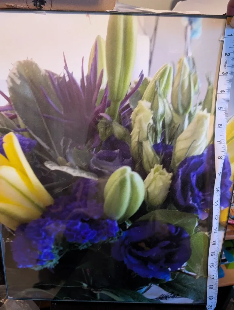 20x16 framed photo print purple and tulips image indicator(2)