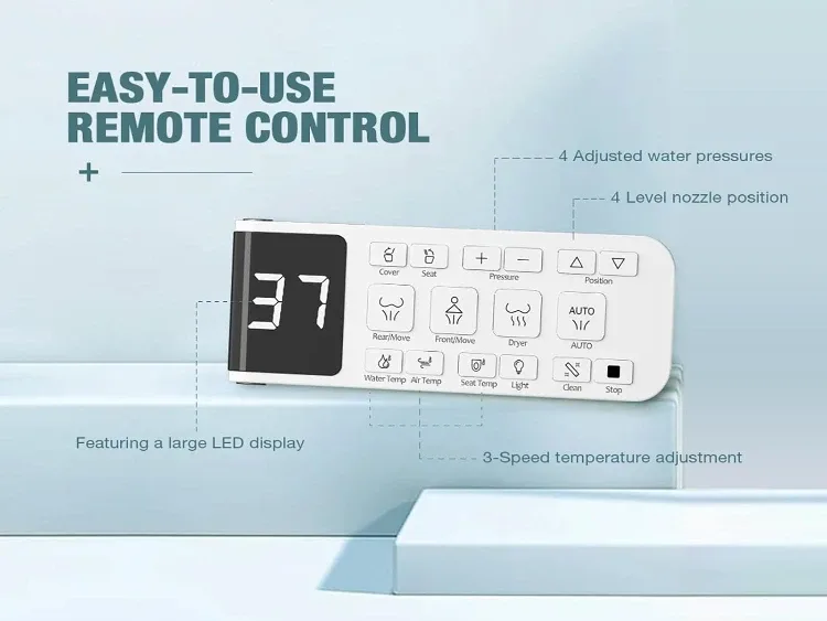 Smart Electric Heated Bidet Seat with Remote Control BNIB image indicator(9)