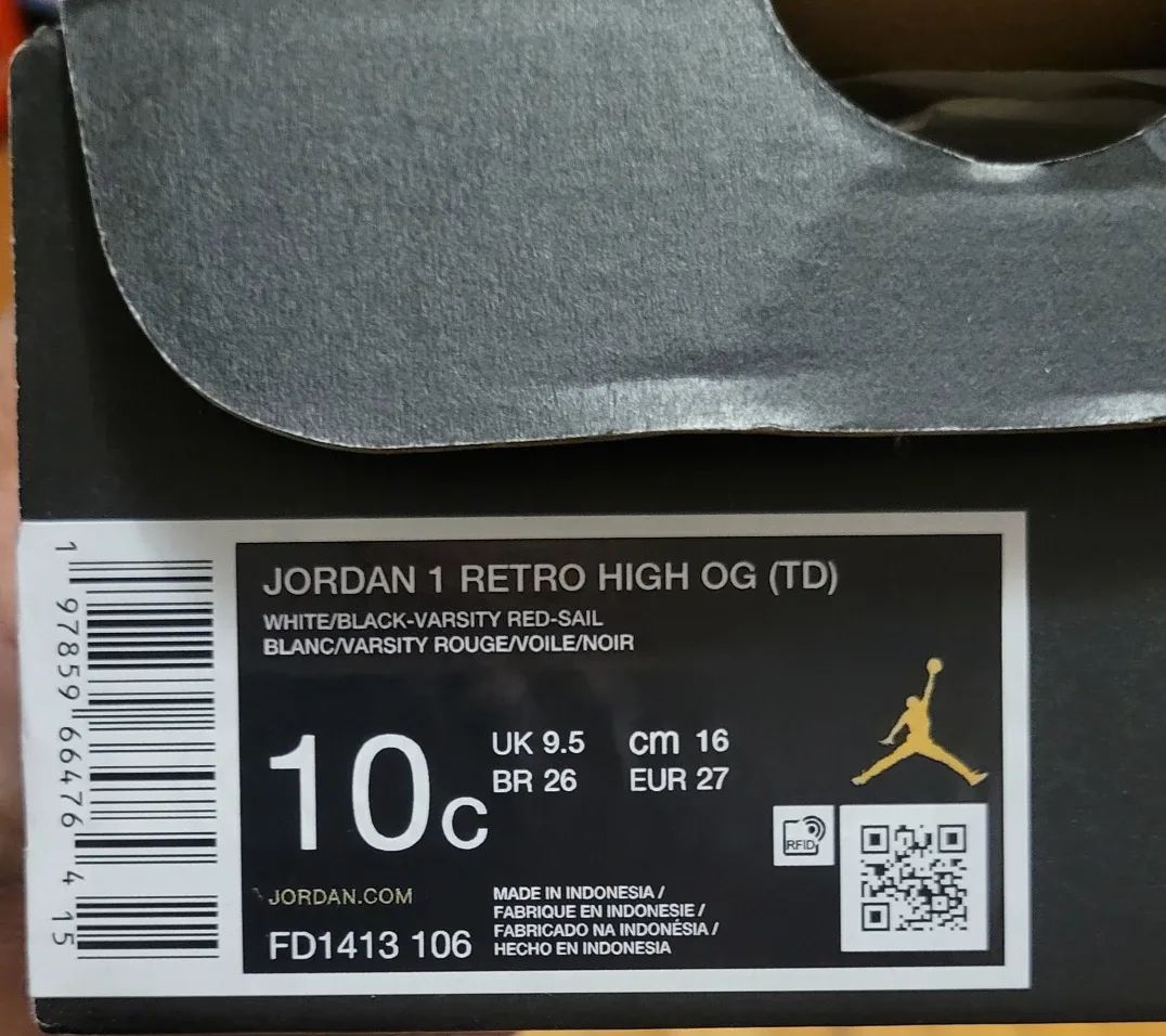 Nike Air Jordan 1 Retro High OG Toddler Size 10C image indicator(6)