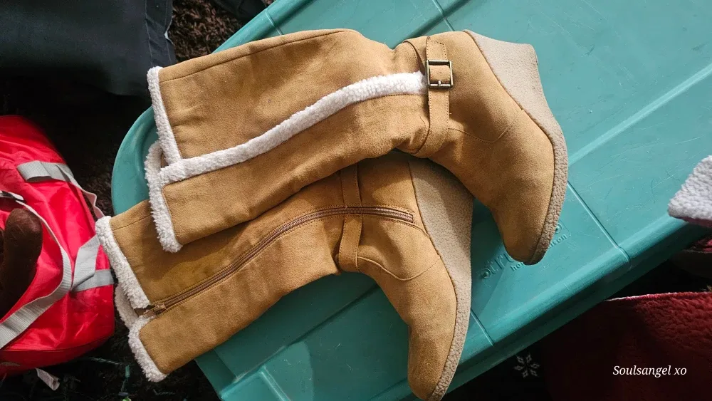 Brown Wedge Boots - Size 7